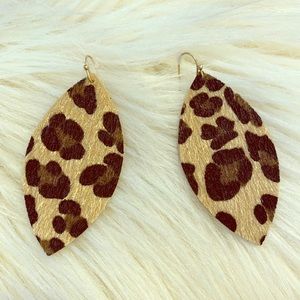 NWOT Faux calf hair leopard print earrings